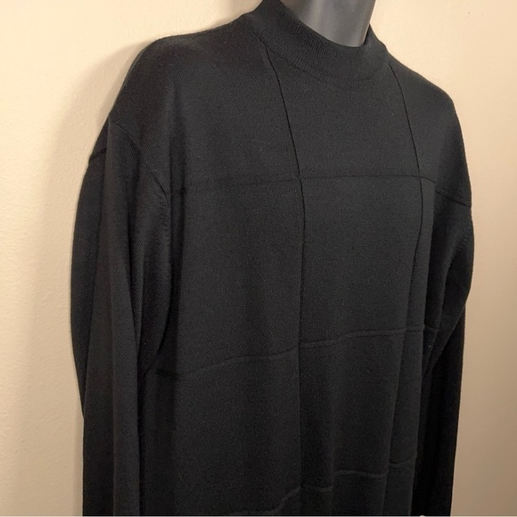 XL VINTAGE TSR MENS BLACK SWEATER LONG SLEEVE HIGH NECK KNIT ACADEMIA STRETCH - Picture 4 of 13